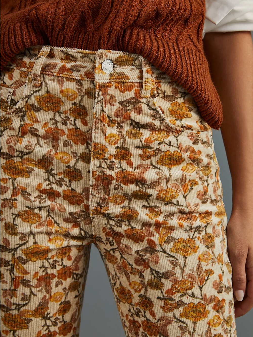 Pilcro The Icon Floral Corduroy Flare Pants Size 32 NWT Anthropologie $140 - Picture 14 of 15